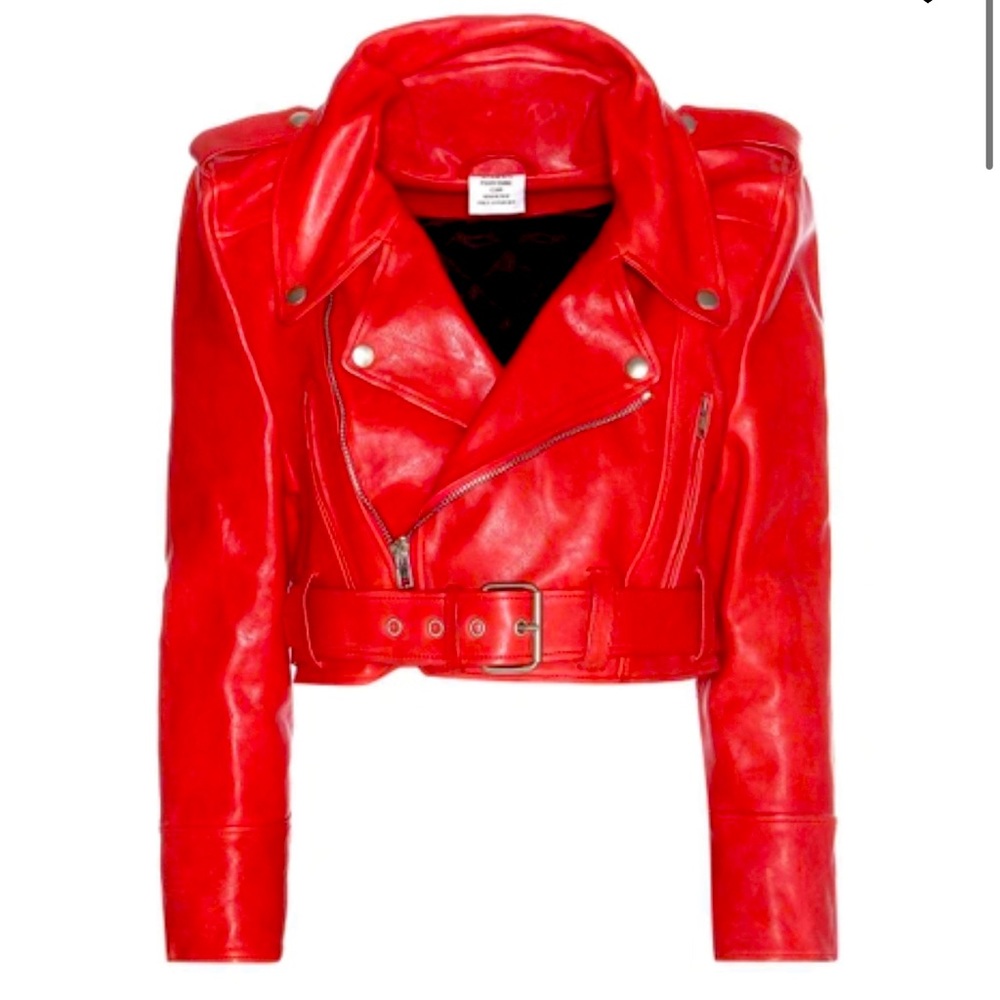 Vetements Red Leather Crop Jacket